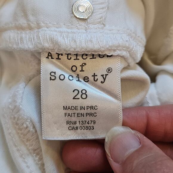 Articles of Society Jeans Womens 28 Bell Flare White Stretch Denim Boho Hippie - Picture 7 of 11